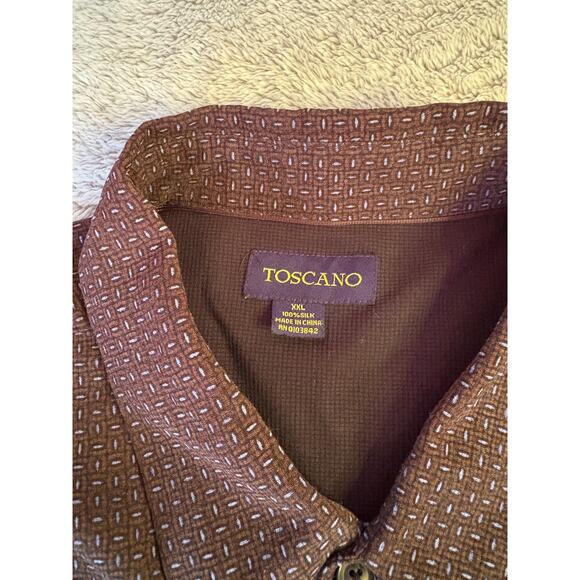 Toscano Men's 100% silk button down short sleeve shirt - Picture 4 of 7
